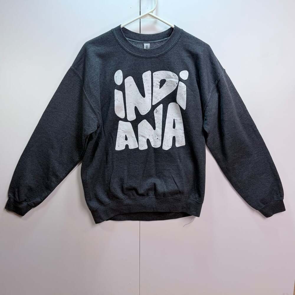 Gildan Indiana Sweatshirt Size M Dark Gray Fleece Crewneck